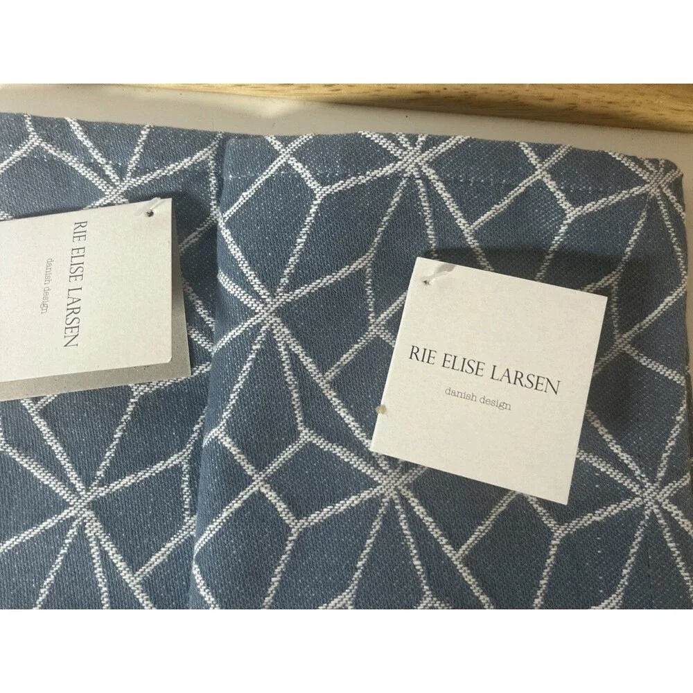 Rie Elise Larsen Set Of 2 Dishcloths Blue/white Geometry Pattern Kitchen